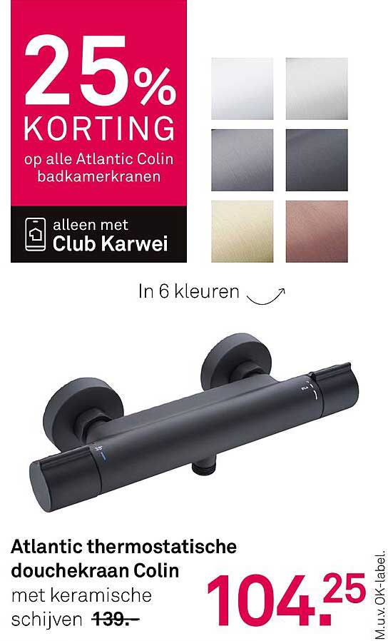 Atlantic thermostatische douchekraan Colin