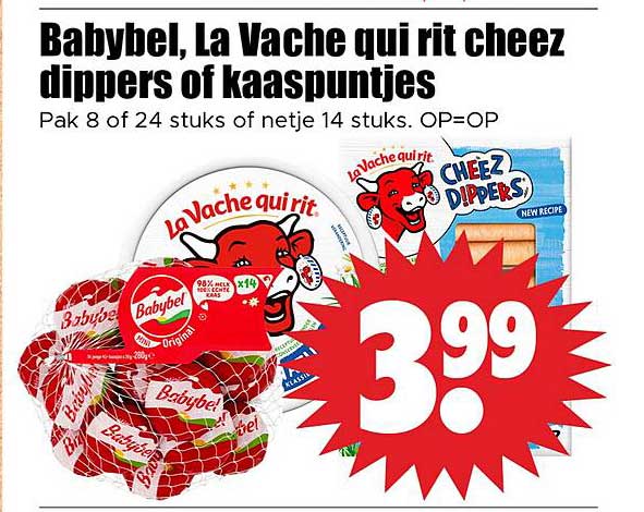 Babybel, La Vache qui rit cheez dippers of kaaspuntjes