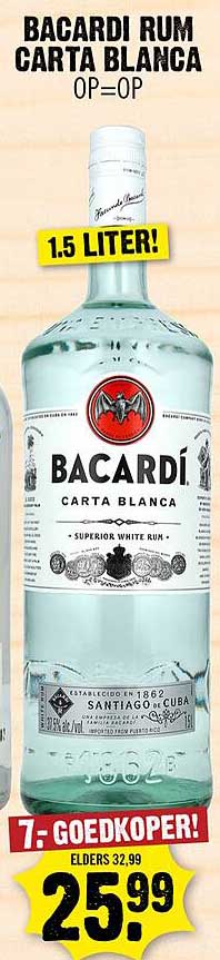 BACARDI RUM CARTA BLANCA 1.5 LITER