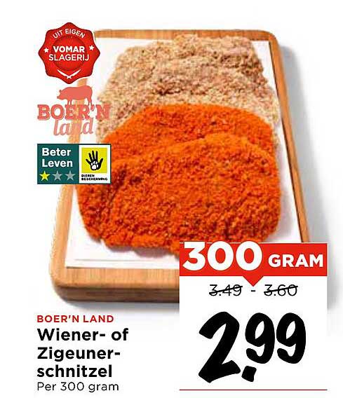 BOER'N LAND Wiener- of Zigeunerschnitzel Per 300 gram