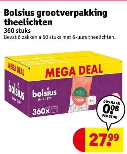 Bolsius grootverpakking theelichten 360 stuks