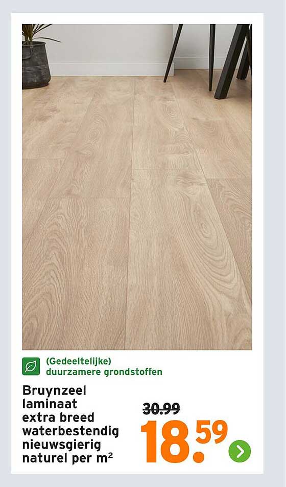Bruynzeel laminaat extra breed waterbestendig nieuwsgierig naturel per m²