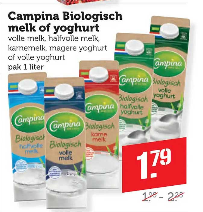 Campina Biologisch melk of yoghurt