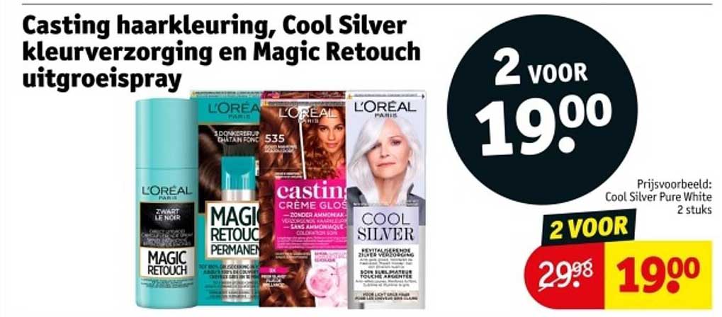 Casting haarkleuring, Cool Silver kleurverzorging en Magic Retouch uitgroeispray