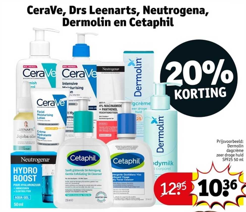 CeraVe, Drs Leenarts, Neutrogena, Dermolin en Cetaphil