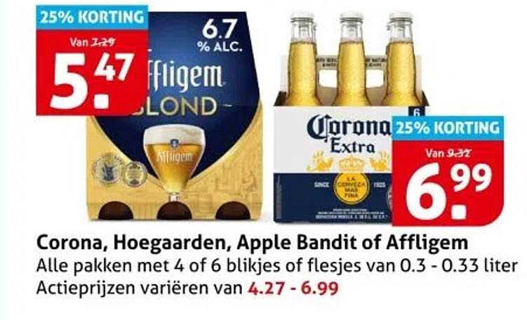 Corona, Hoegaarden, Apple Bandit of Affligem