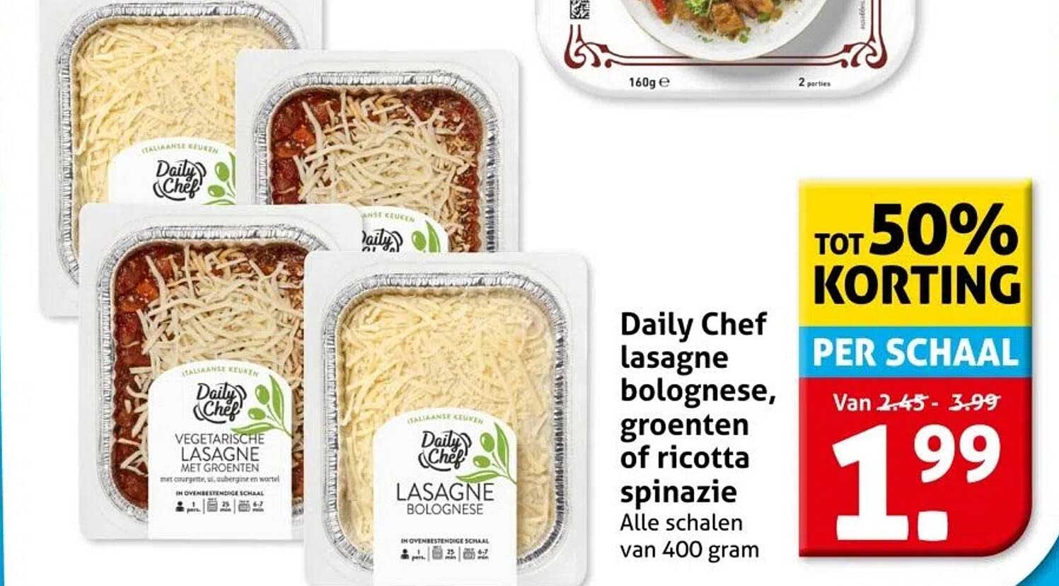Daily Chef lasagne bolognese, groenten of ricotta spinazie