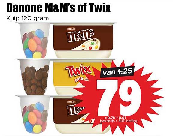 Danone M&M's of Twix Kuip 120 gram