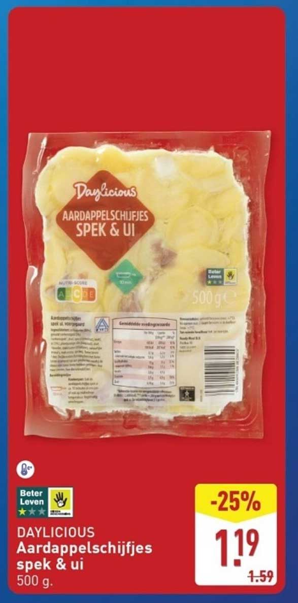 DAYLICIOUS Aardappelschijfjes spek & ui 500 g.