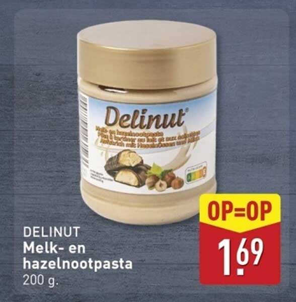 DELINUT Melk- en hazelnootpasta 200 g.