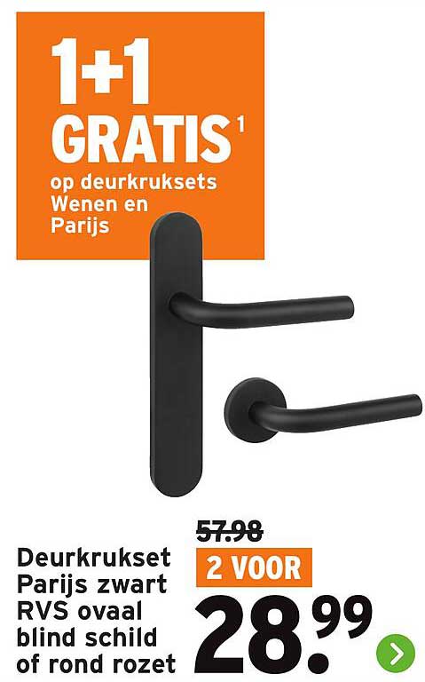 Deurkruisset Parijs zwart RVS ovaal blind schild of rond rozet 2 VOOR 28.99