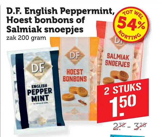 D.F. English Peppermint, Hoest bonbons of Salmiak snoepjes