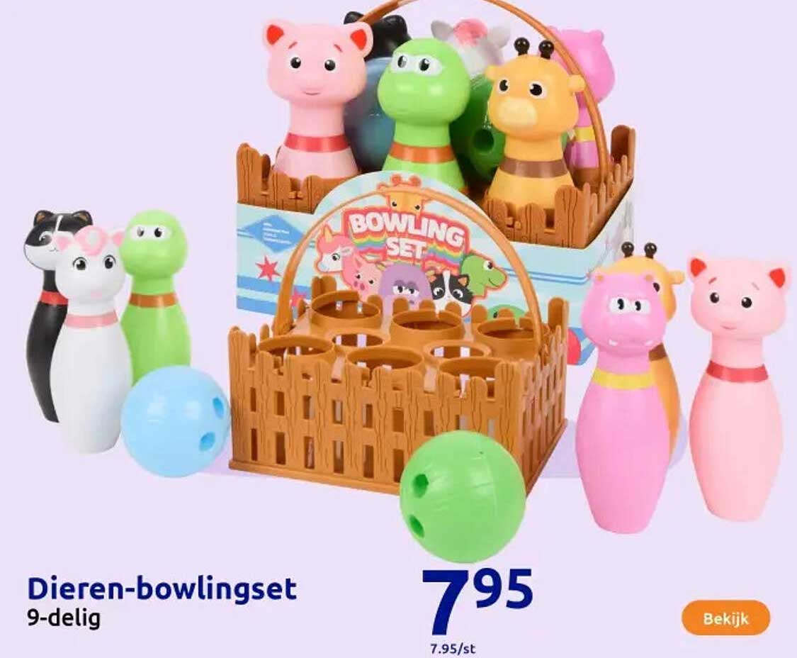 Dieren-bowlingset 9-delig