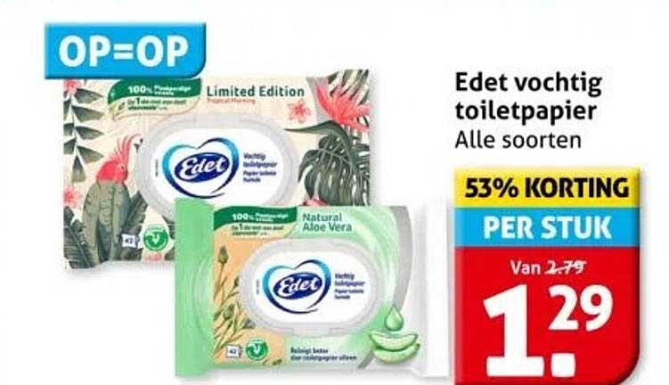 Edet vochtig toiletpapier Alle soorten