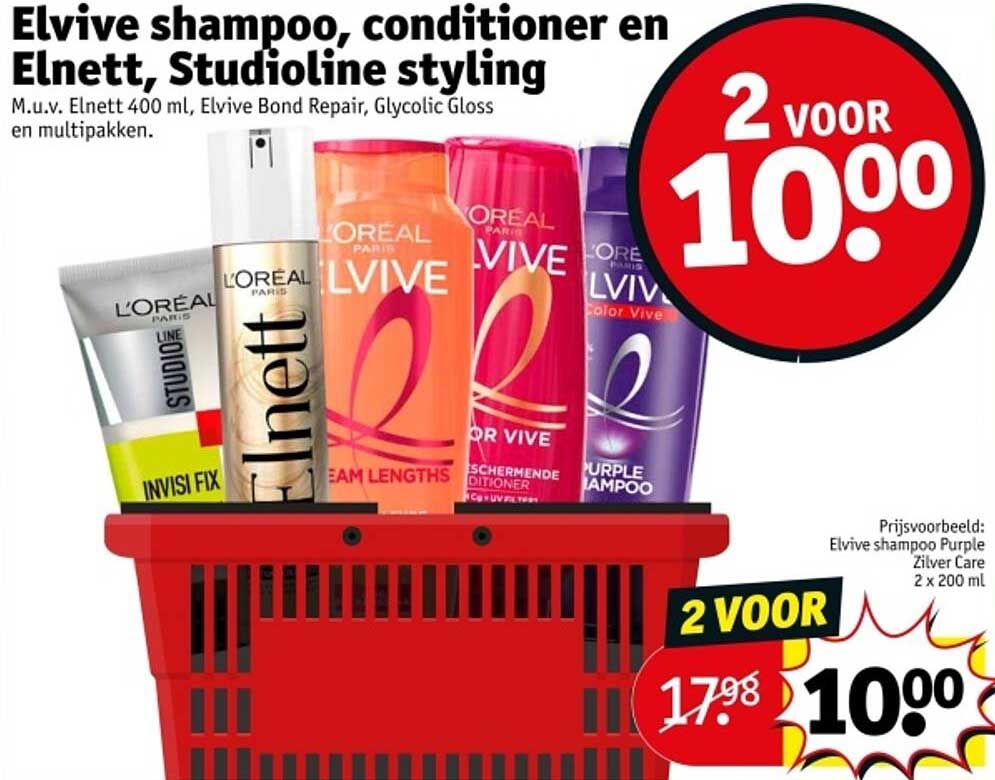Elvive shampoo, conditioner en Elnett, Studioline styling