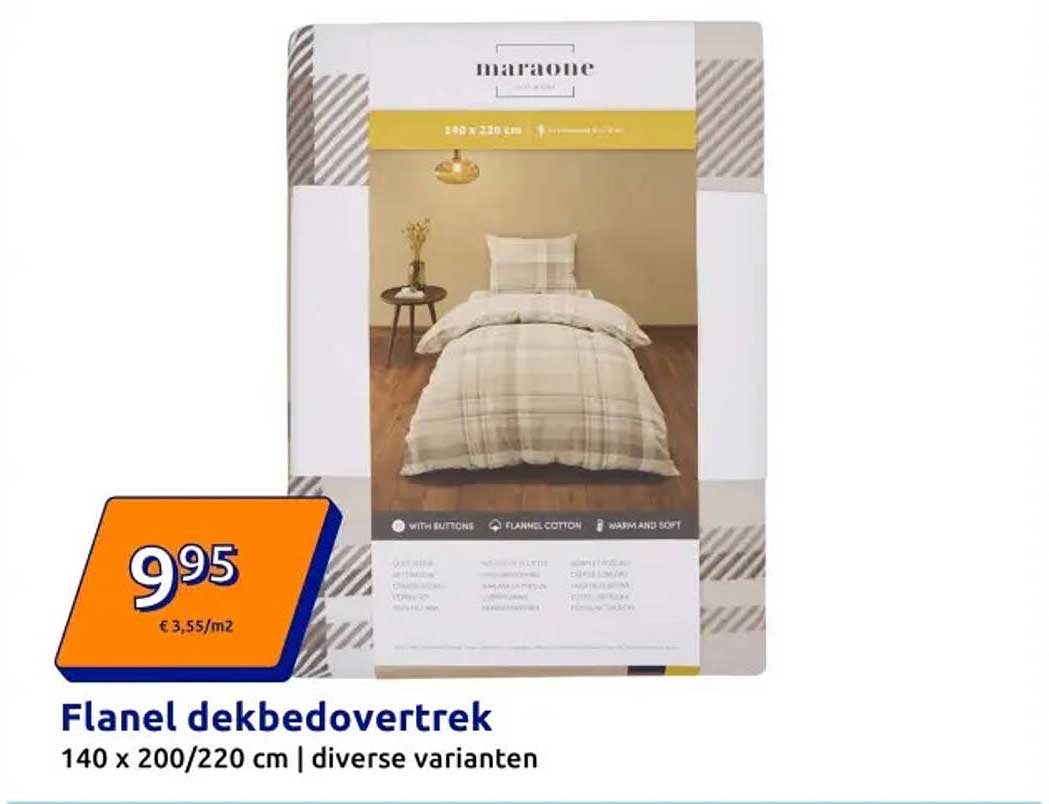 Flanel dekbedovertrek 140 x 200/220 cm | diverse varianten