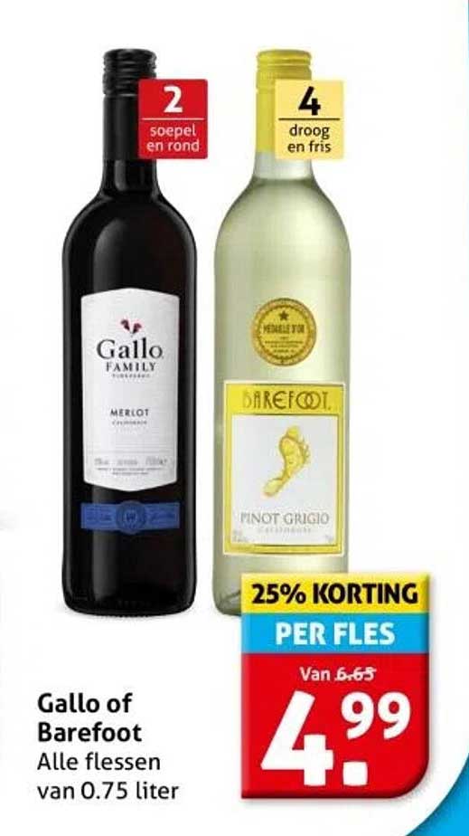 Gallo of Barefoot - Alle flessen van 0.75 liter