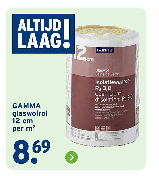 GAMMA glaswoolrol 12 cm per m²