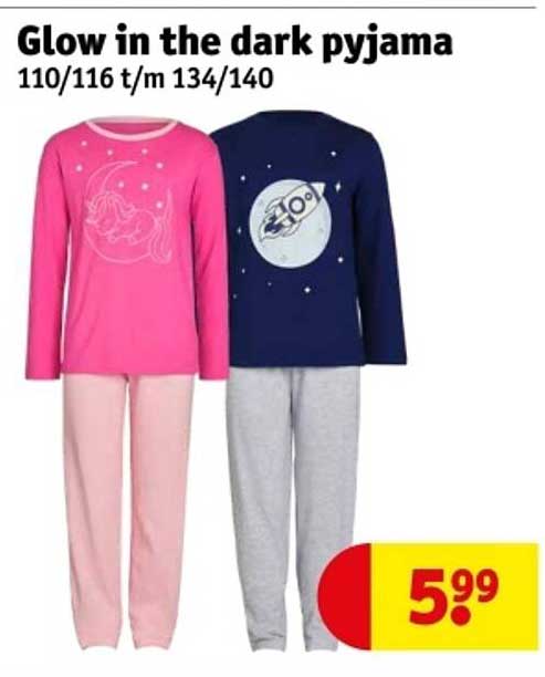 Glow in the dark pyjama 110/116 t/m 134/140