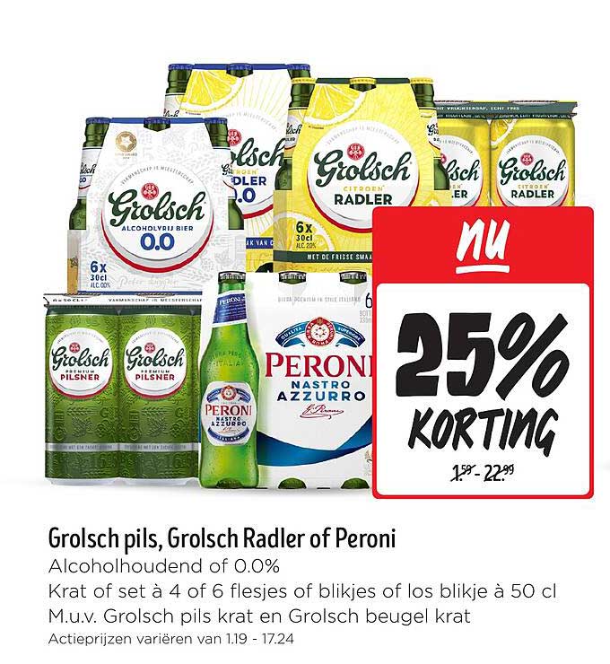 Grolsch pils, Grolsch Radler of Peroni