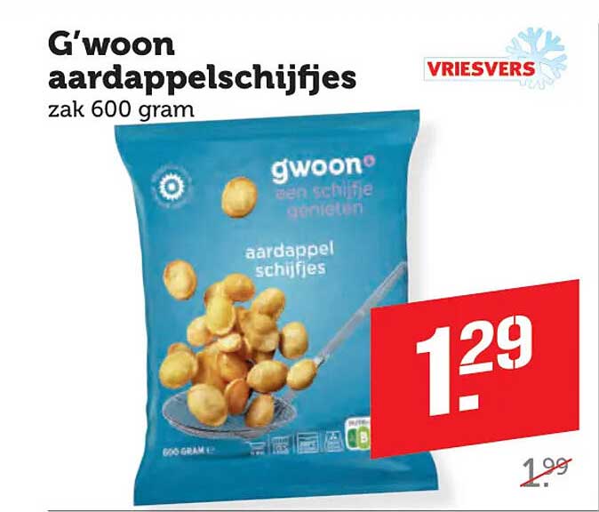 G’woon aardappelschijfjes zak 600 gram