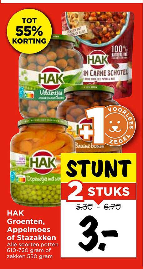 HAK Groenten, Appelmoes of Stazakken