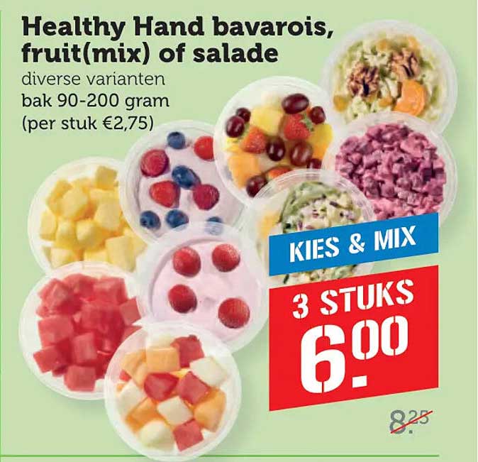 Healthy Hand bavarois, fruit(mix) of salade