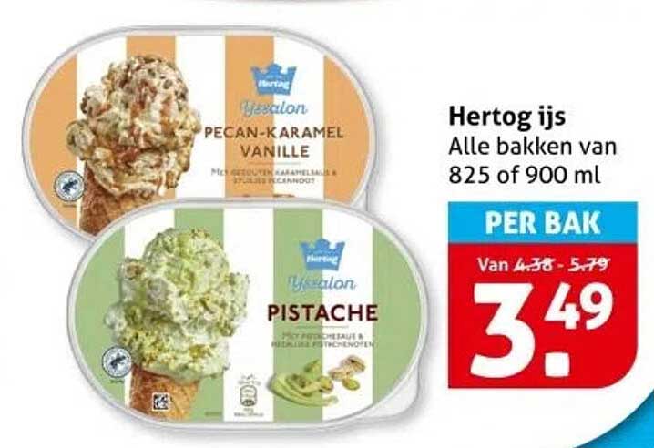 Hertog ijs Alle bakken van 825 of 900 ml