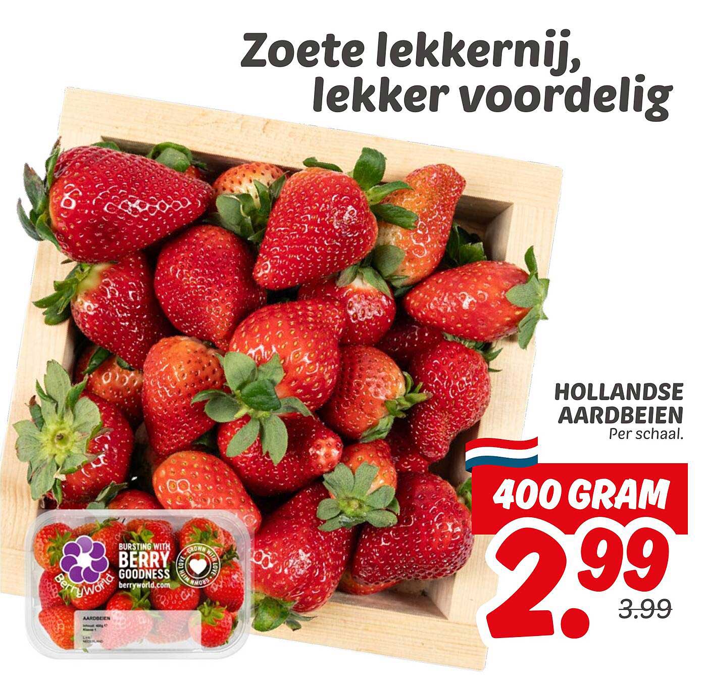 Hollandse Aardbeien 400 gram voor 2,99