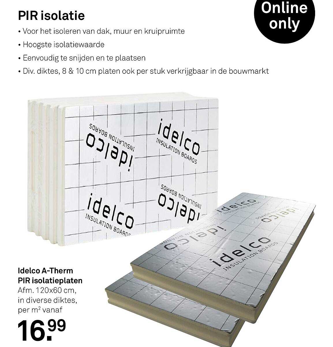 Idelco A-Therm PIR isolatieplaten per m² vanaf 16,99