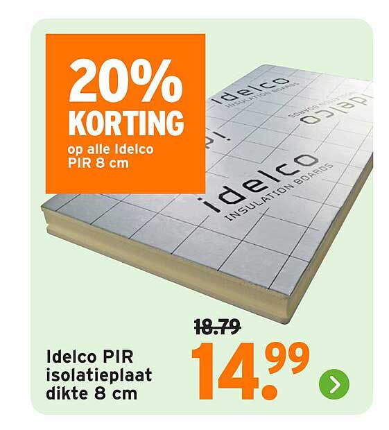 Idelco PIR isoleerplaat dikte 8 cm