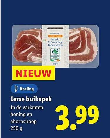 Ierse buikspek in de varianten honing en ahornsiroop 250 g