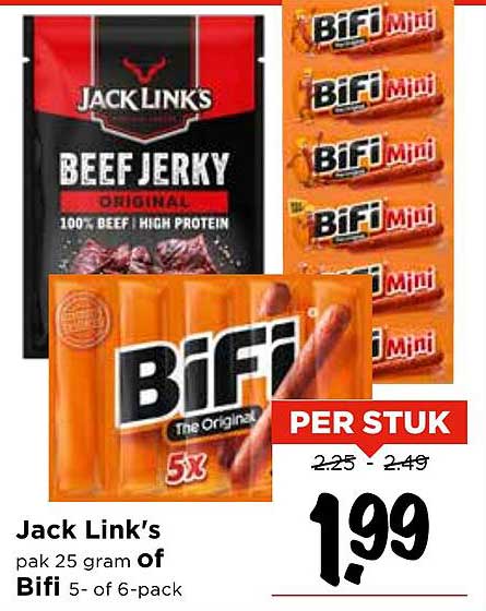 Jack Link's pak 25 gram of Bifi 5- of 6-pack