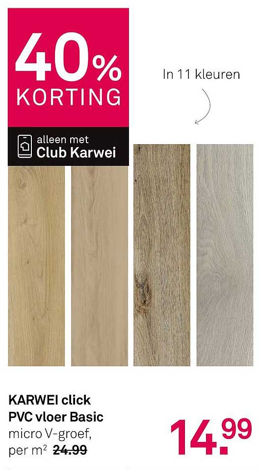 KARWEI click PVC vloer Basic micro V-groef, per m²