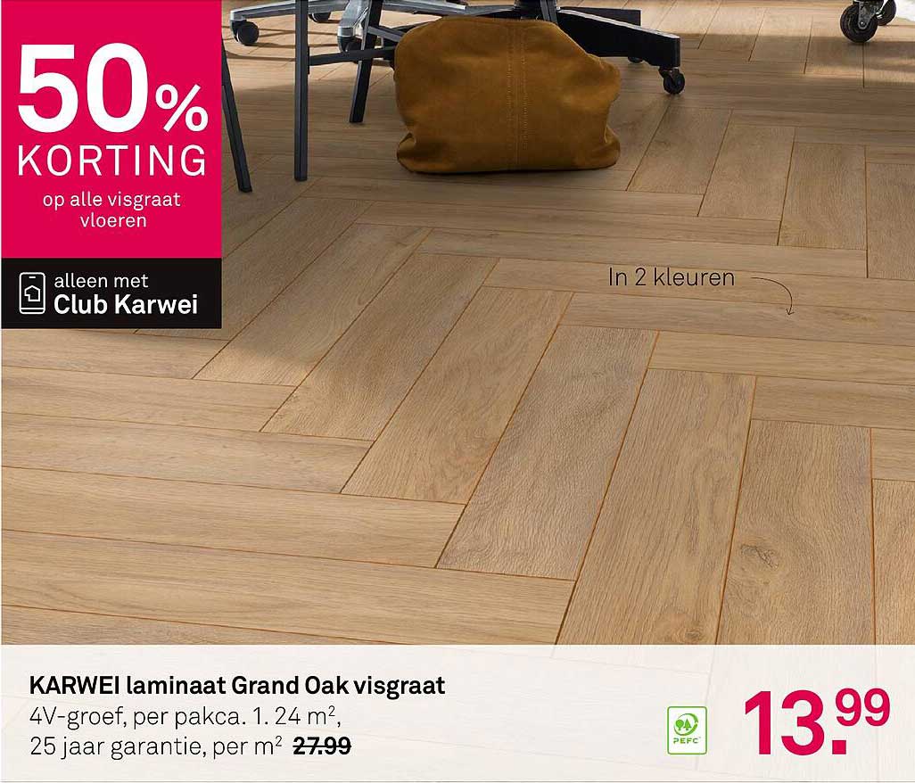 KARWEI laminaat Grand Oak visgraat