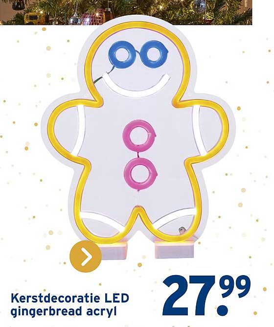 Kerstdecoratie LED gingerbread acryl