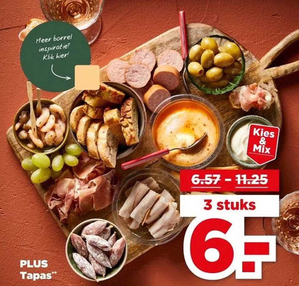 Kies & Mix Tapas 3 stuks voor 6,-