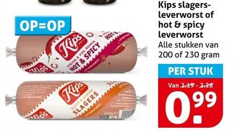Kips slagersleverworst of hot & spicy leverworst