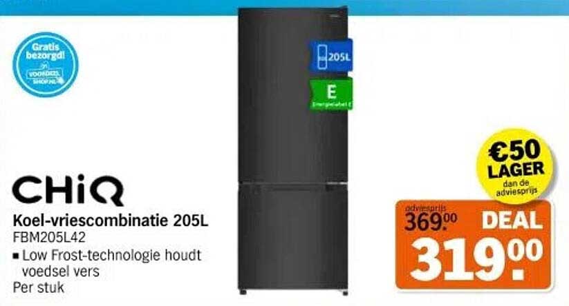 Koel-vriescombinatie 205L