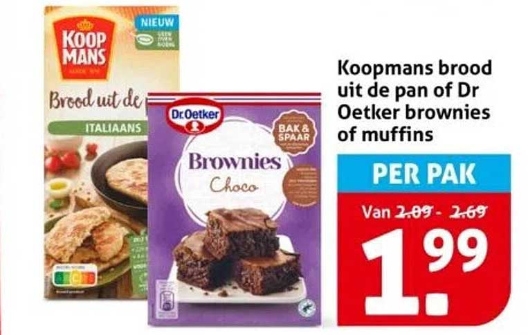 Koopmans brood uit de pan of Dr Oetker brownies of muffins