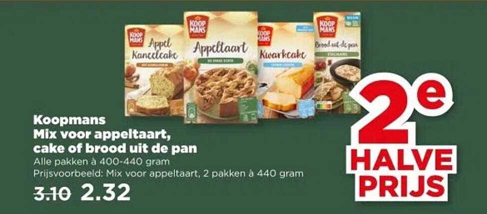 Koopmans Mix voor appeltaart, cake of brood uit de pan