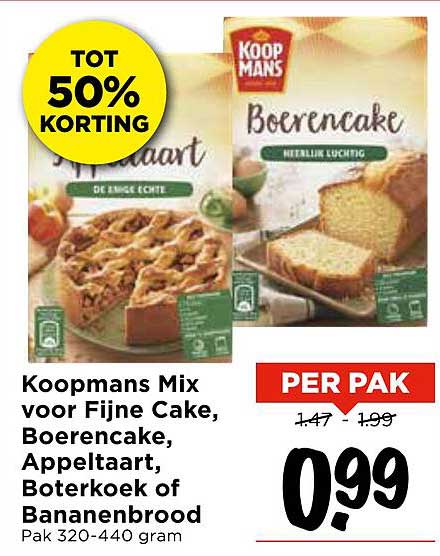 Koopmans Mix voor Fijne Cake, Boerencake, Appeltaart, Boterkoek of Bananenbrood