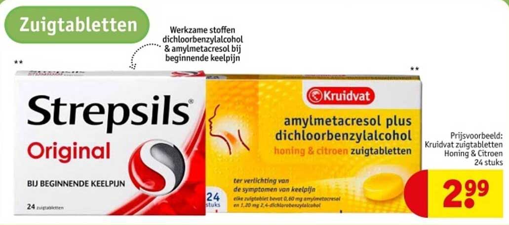 Kruidvat amylmetacresol plus dichloorbenzylalcohol honing & citroen zuigtabletten 24 stuks