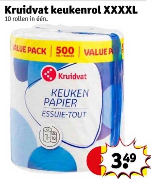 Kruidvat keukenrol XXXXL 10 rollen in één.