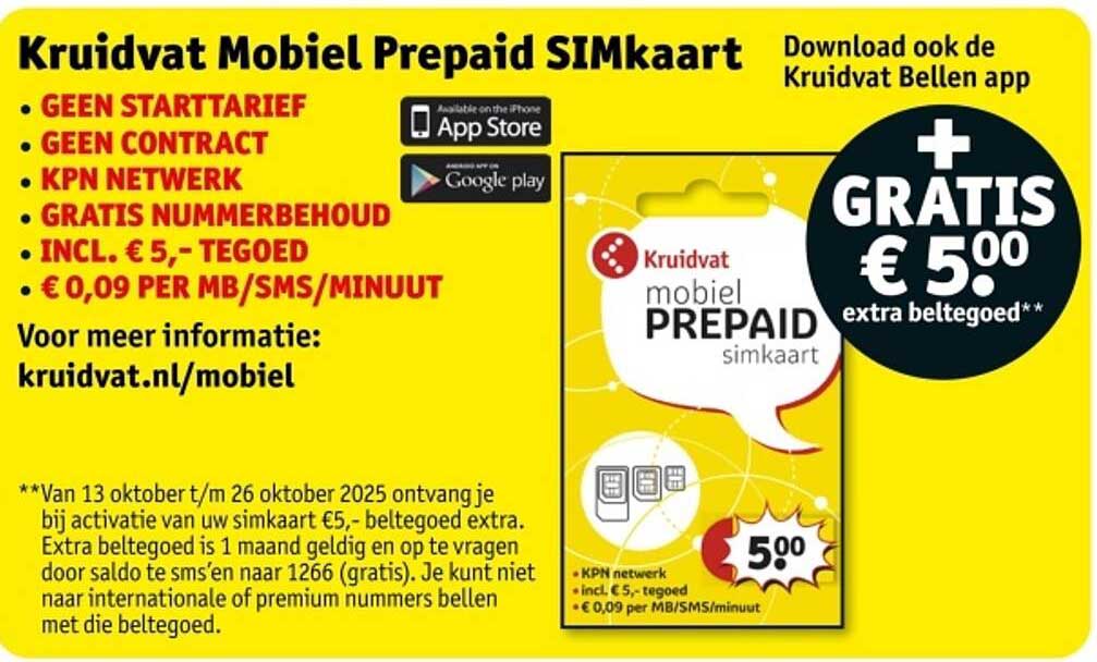 Kruidvat Mobiel Prepaid SIMkaart