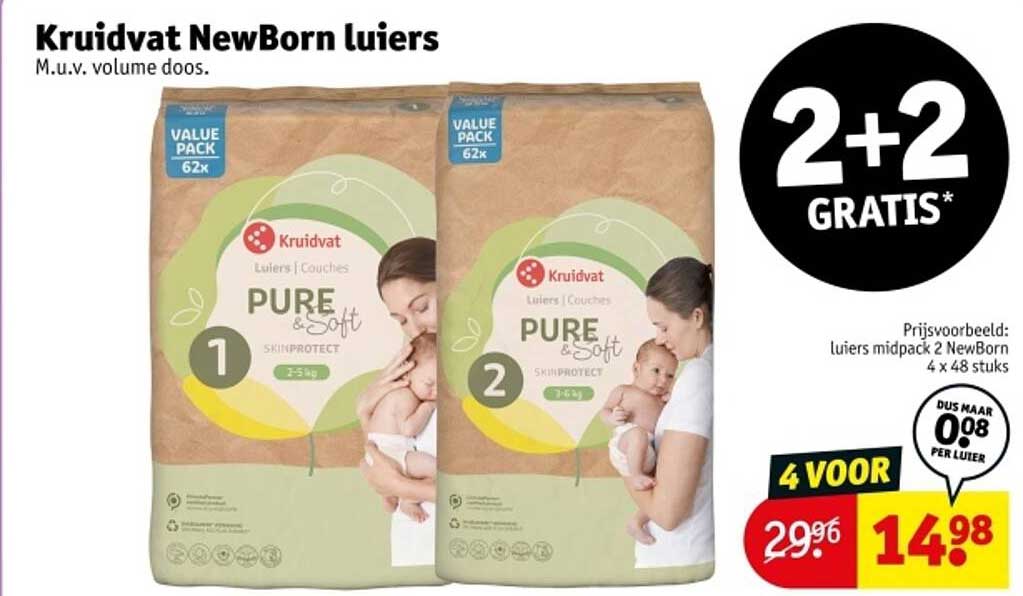 Kruidvat NewBorn luiers 4 VOOR €14,98
