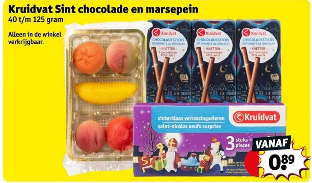 Kruidvat Sint chocolade en marsepein 40 t/m 125 gram