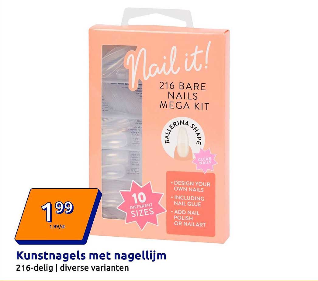 Kunstnagels met nagellijm 216-delig | diverse varianten