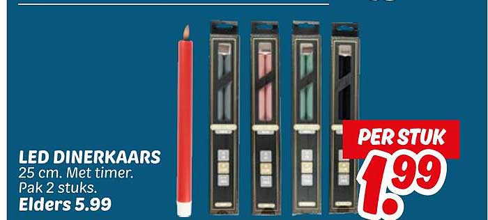 LED DINERKAARS 25 cm. Met timer. Pak 2 stuks.