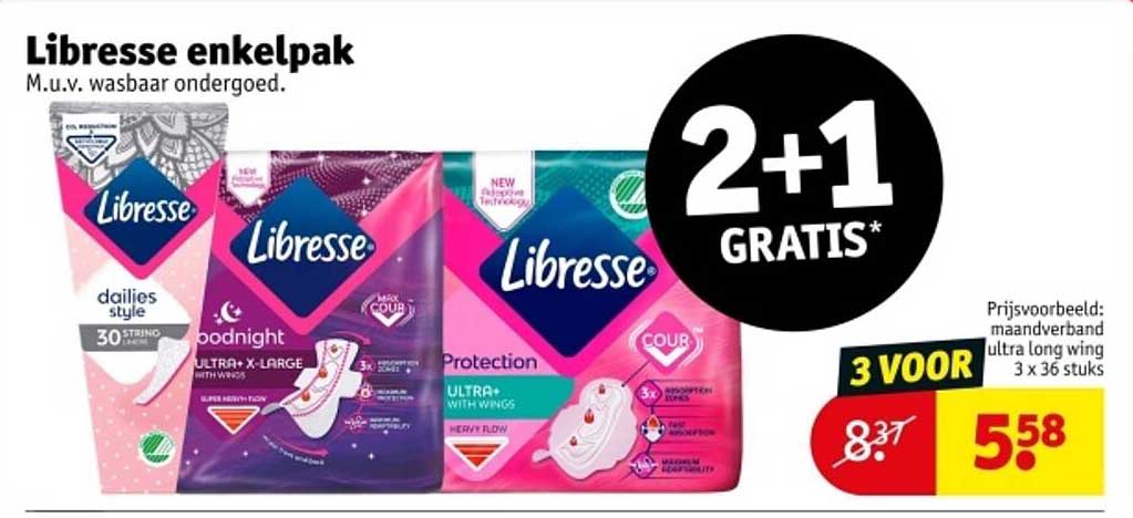 Libresse enkelpak M.u.v. wasbaarondergoed.